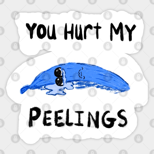 You Hurt My Peelings Crying Blue Banana Lying Down Sticker by SubtleSplit